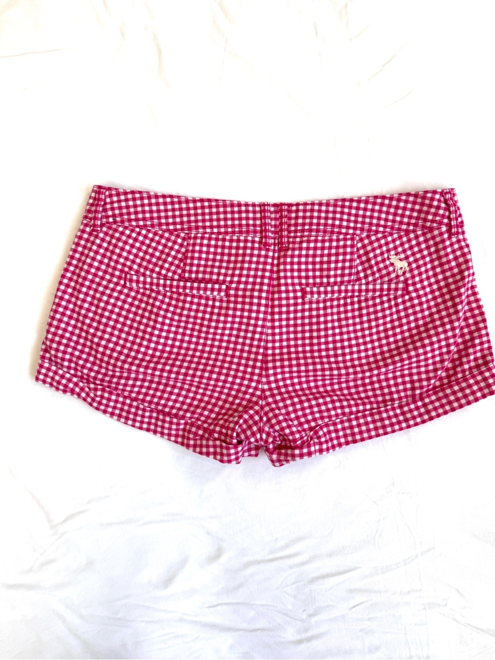 Abercrombie & Fitch Pink Gingham Jean Shorts - Picture 2 of 4